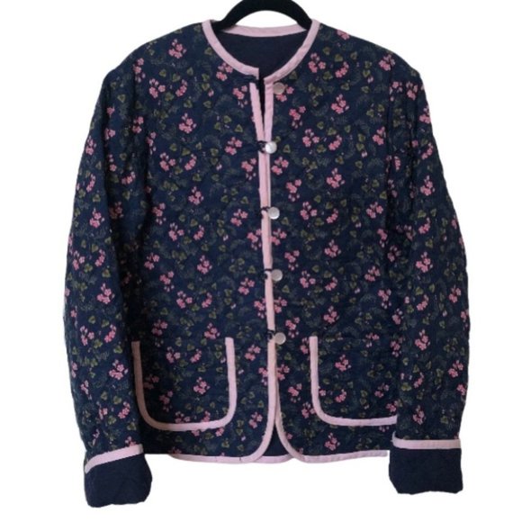 Vintage Handmade Quilted Floral Cottagecore Cozy Button Up Jacket - Picture 1 of 7